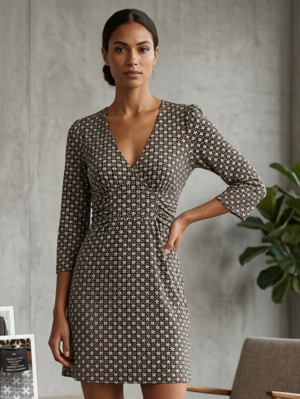 New Directions Women's Mini Dress (Tunic) w/Tie Size Medium